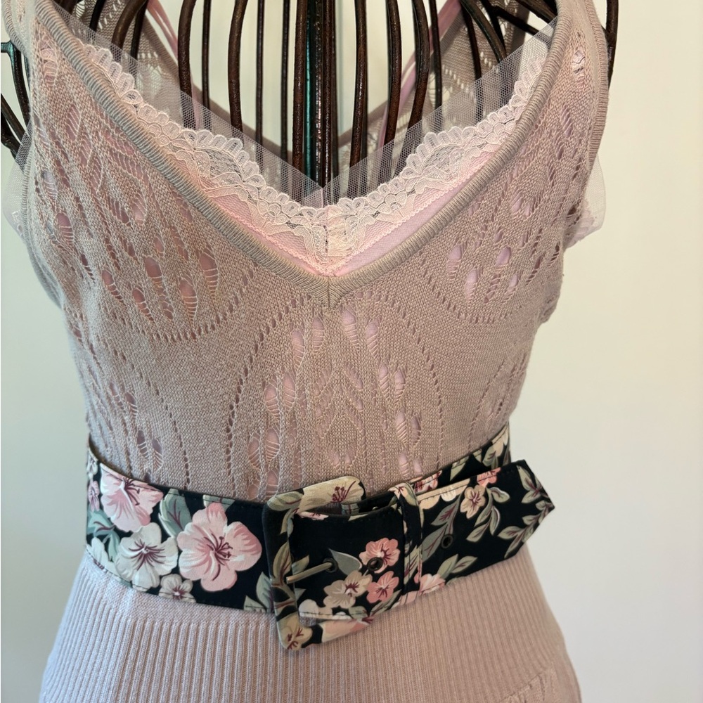 Pink Lace Midi Sundress with Cotton Slip